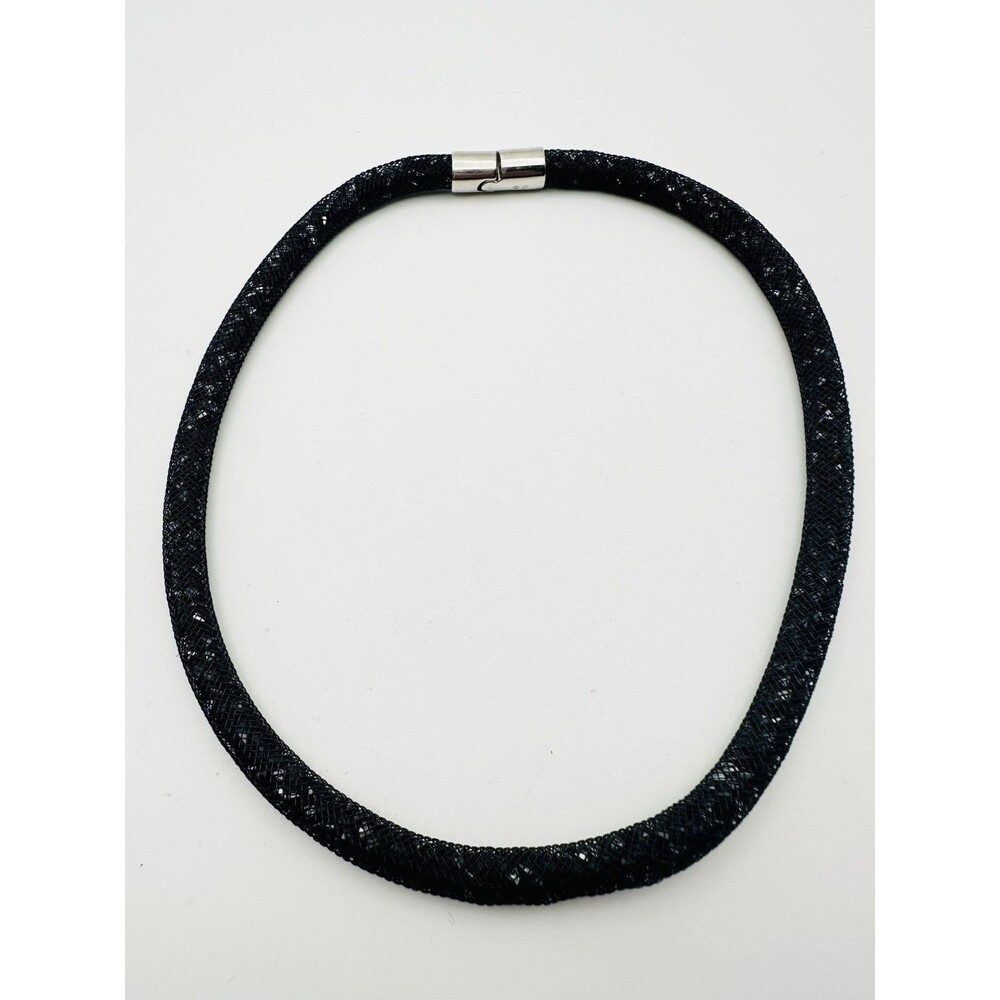 Swarovski Black Stardust Mesh Choker Necklace 17”